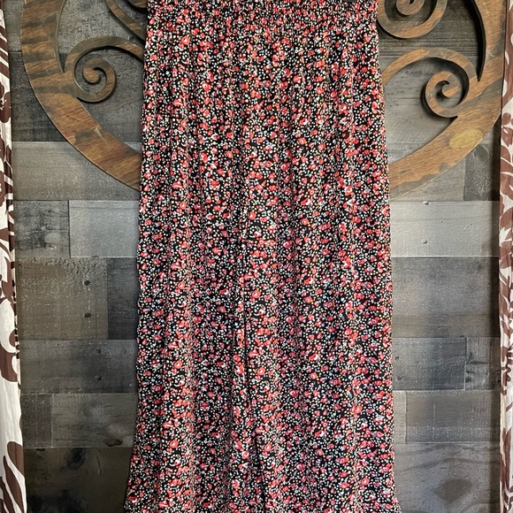 Floral Wide Leg Pants by Eyeshadow Black Red Yellow Flowers Elastic Waist - Picture 13 of 16